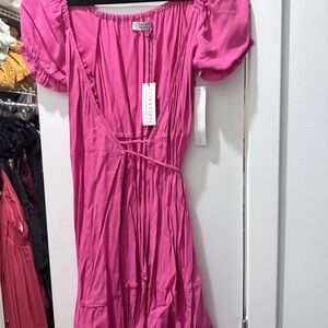 Flynn Skye Vibrant Pink Dress with Puff Sleeves